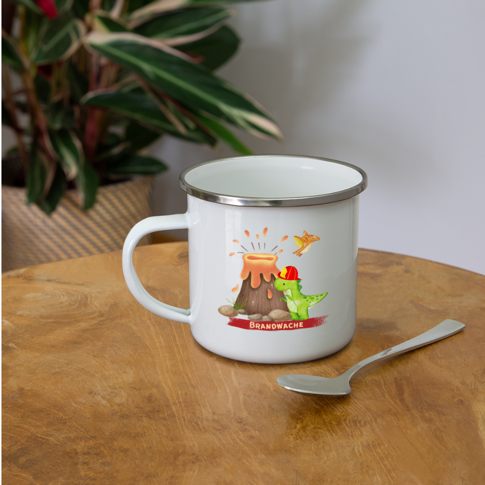 Brandwache - Emaille-Tasse - weiß