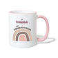 Erst Frühstück - Tasse zweifarbig - Weiß/Pink