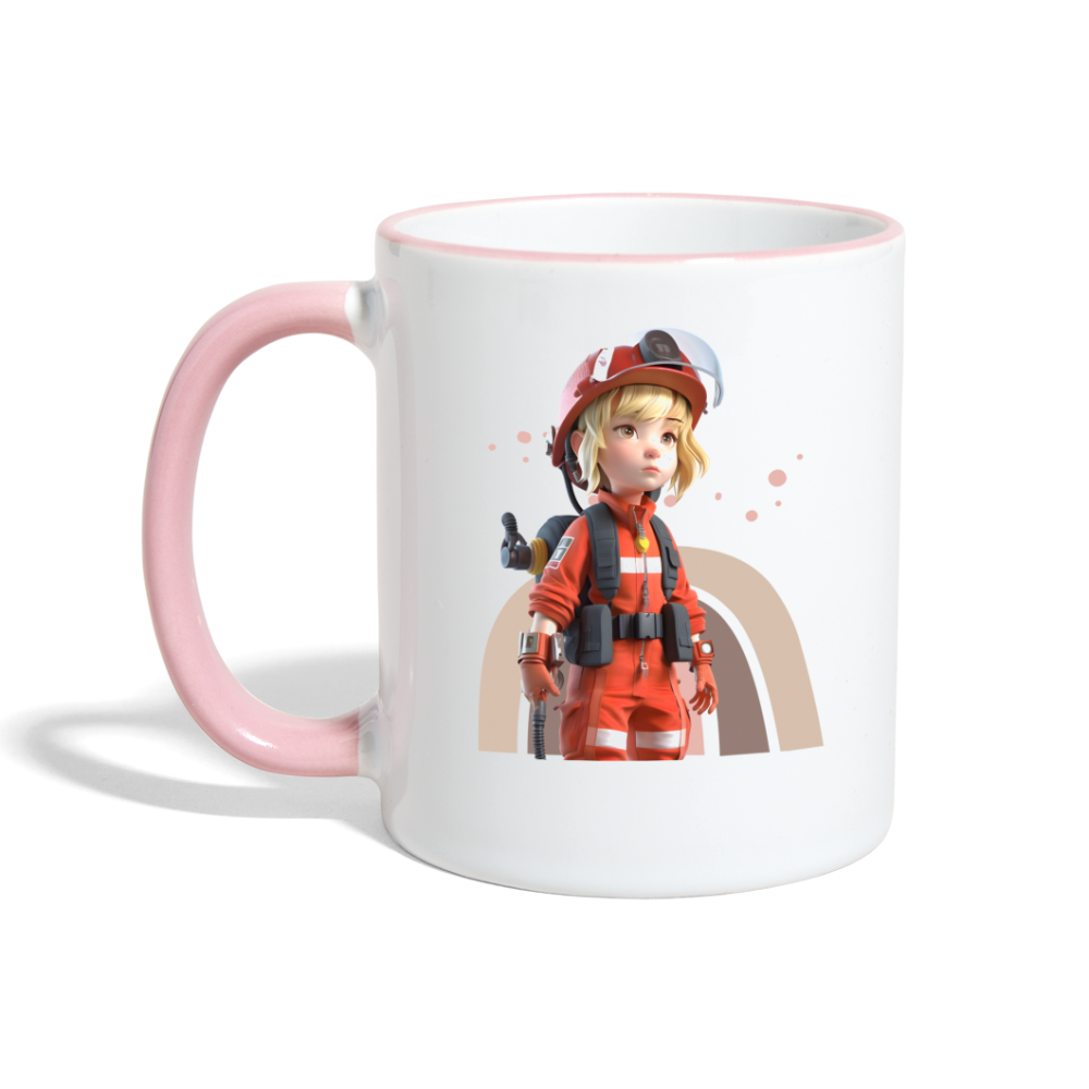Erst Frühstück - Tasse zweifarbig - Weiß/Pink