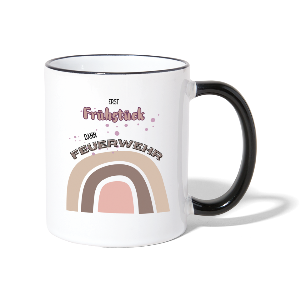 Erst Frühstück - Tasse zweifarbig - Weiß/Schwarz
