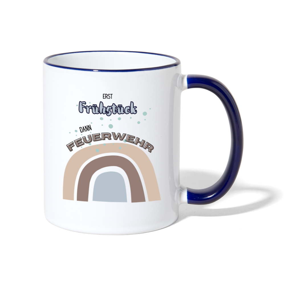 erst Frühstück (Junge) - Tasse zweifarbig - Weiß/Kobaltblau
