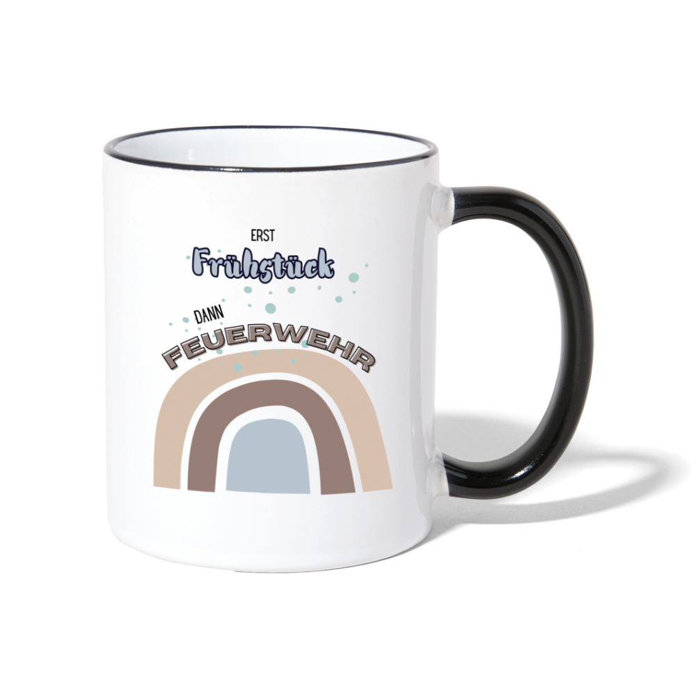 erst Frühstück (Junge) - Tasse zweifarbig - Weiß/Schwarz