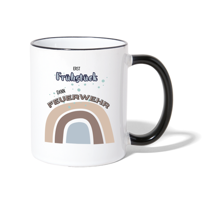 erst Frühstück (Junge) - Tasse zweifarbig - Weiß/Schwarz